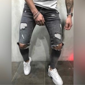 NWT Men Grey Skinny Fit Fashion Jeans